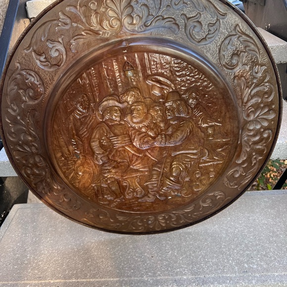 Vintage 1940's 23" Copper Tazza Hanging Platter, Decorative Plate, Embossed Brue - Picture 6 of 7